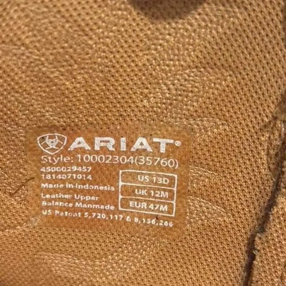 Ariat Brown Men’s Sierra Wide Round Toe Leather Work Boots Size US 13D